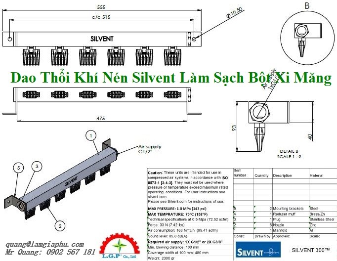 Khí Nén Thổi Sạch Bột Xi Măng - Silvent
