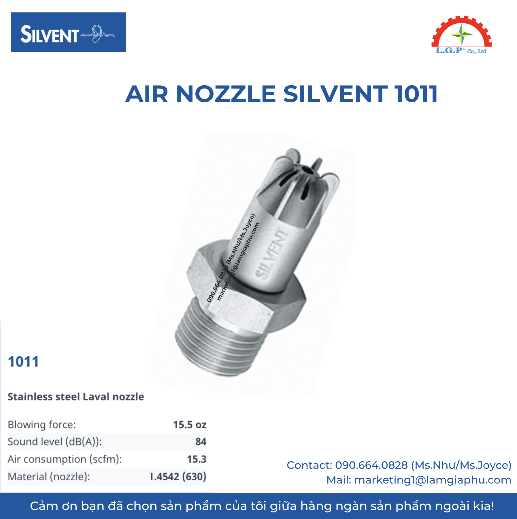 VÒI PHUN KHÍ - SILVENT 1011