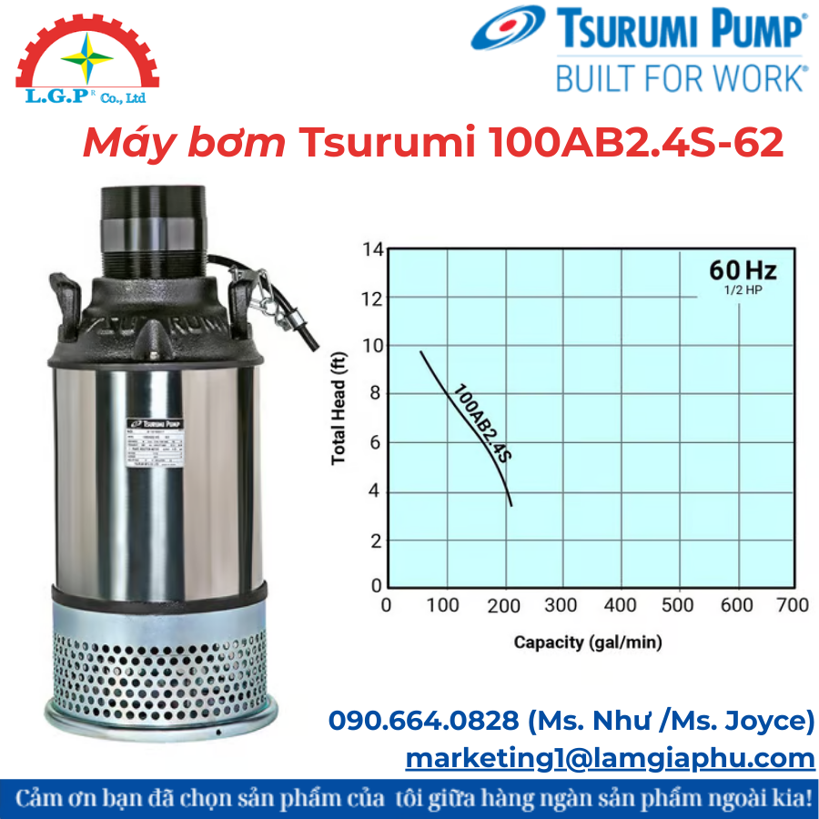 Máy bơm Tsurumi 100AB2.4S-62