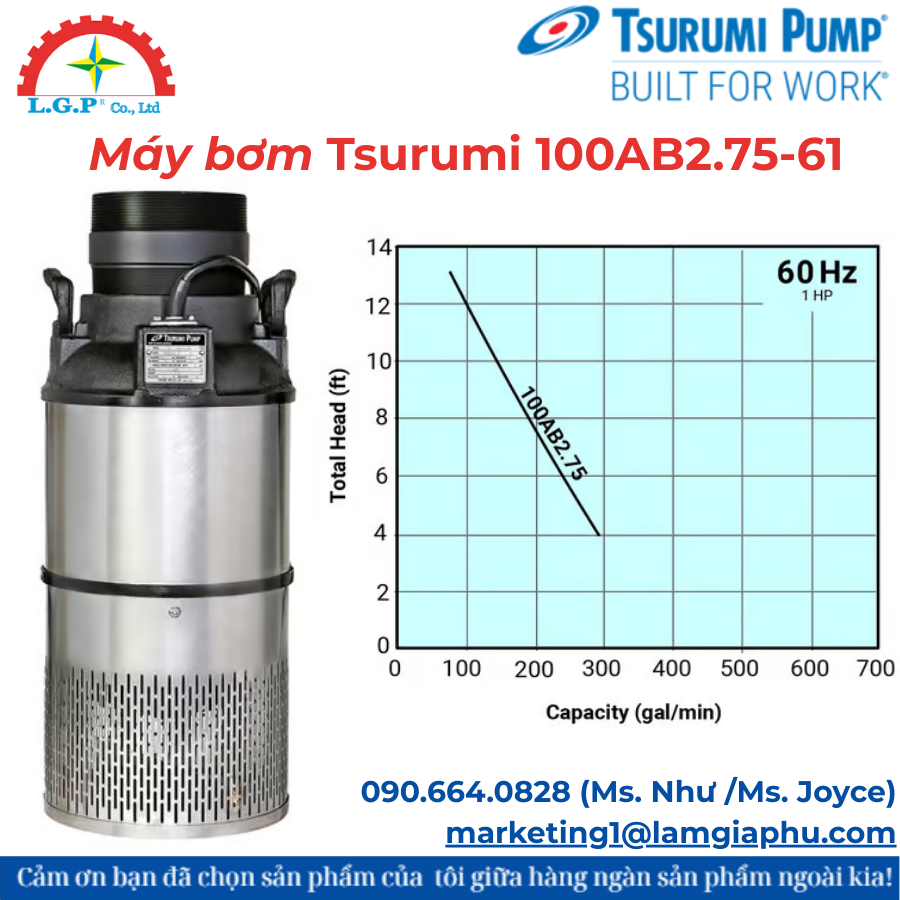 Máy bơm Tsurumi 100AB2.75-61