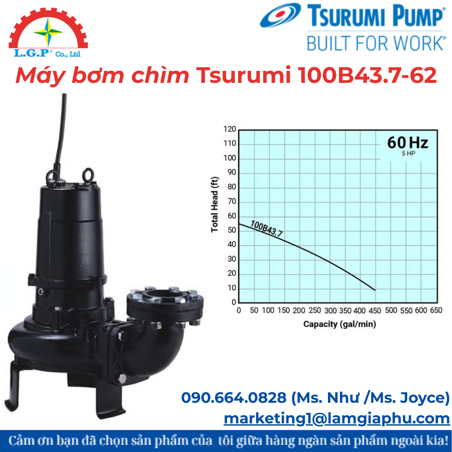 Máy bơm chìm Tsurumi 100B43.7-62