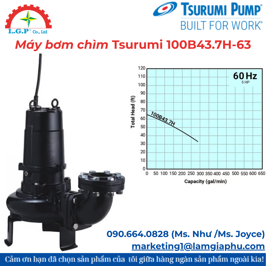 Máy bơm chìm Tsurumi 100B43.7H-63