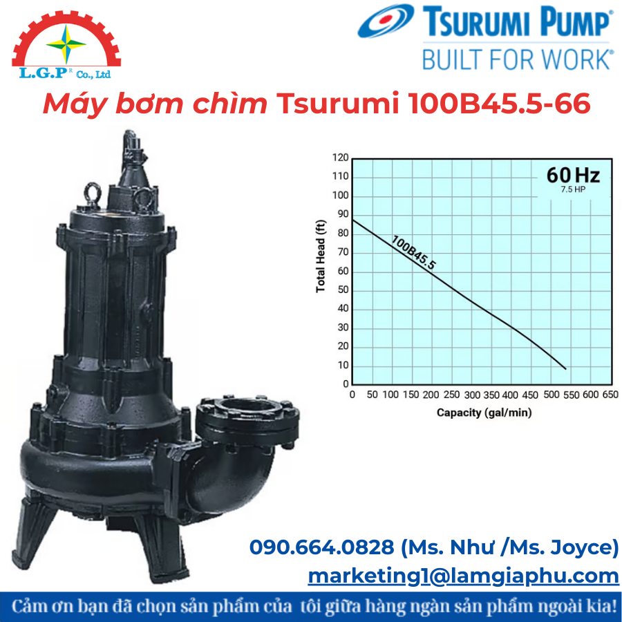 Máy bơm chìm Tsurumi 100B45.5-66