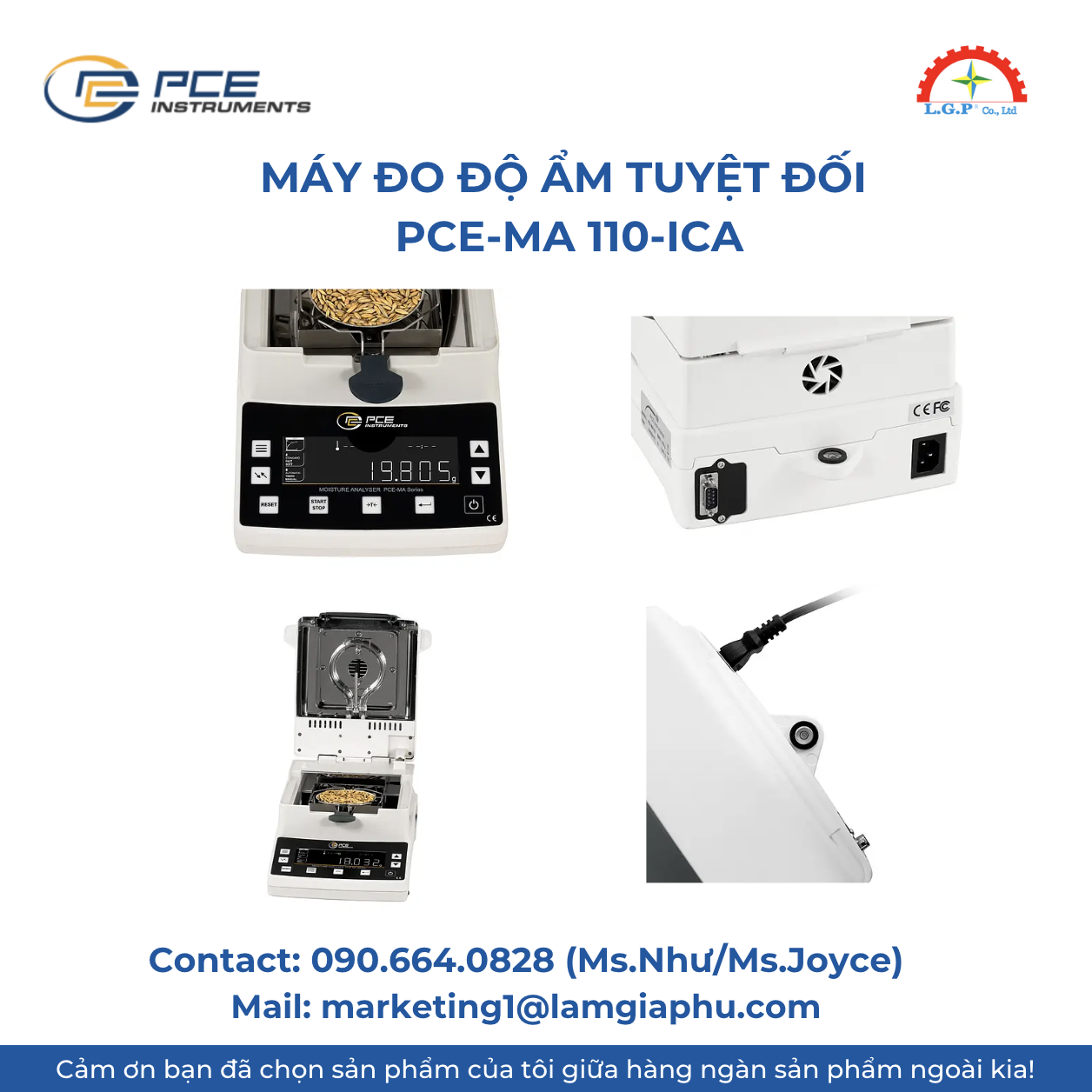 Máy đo độ ẩm tuyệt đối PCE-MA 110-ICA