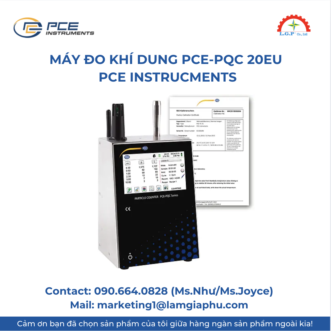 Máy đo khí dung PCE-PQC 20EU CPE instrucments