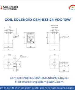 Coil Solenoid GEM-B33-24 VDC-10W