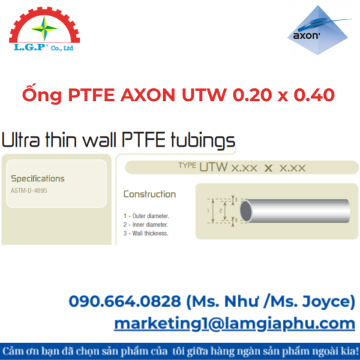 Ống PTFE AXON UTW 0.20 x 0.40