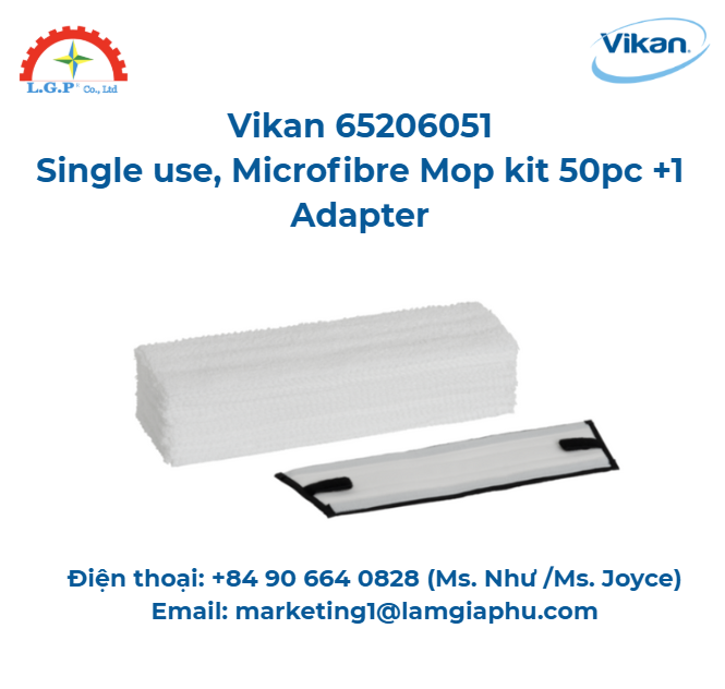 Bộ lau nhà bằng sợi nhỏ, Vikan 65206051, 60 cm, Trắng