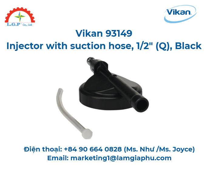 Kim phun có ống hút, Vikan 93149, 1/2" (Q), Đen