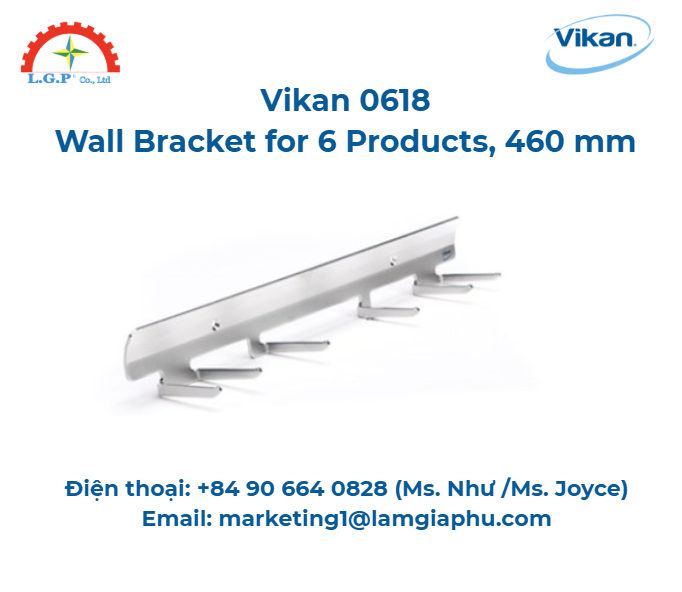 Giá treo tường cho 6 sản phẩm, Vikan 0618, 460 mm