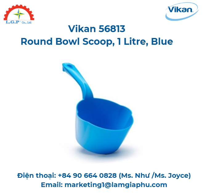 Muỗng bát tròn, Vikan 56813, 1 lít, xanh lam