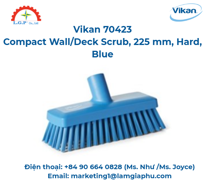 Chà tường/sàn nhỏ gọn, Vikan 70423, 225 mm, cứng, xanh lam