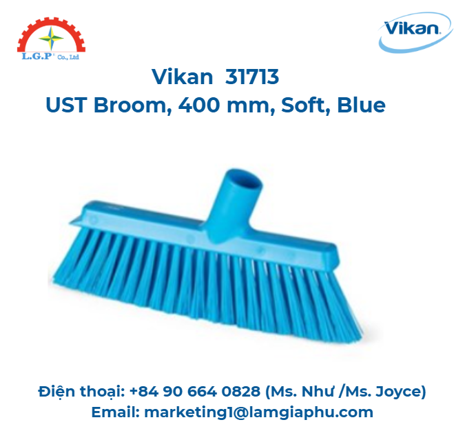 Chổi UST, Vikan 31713, 400 mm, Mềm, Xanh lam