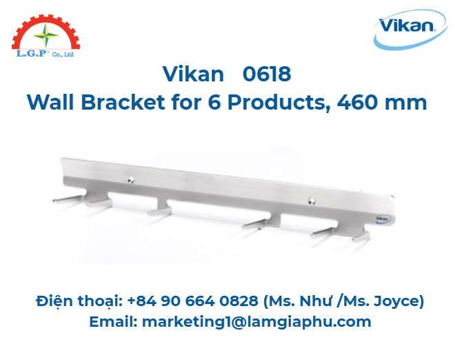 Giá treo tường cho 6 sản phẩm, Vikan 0618, 460 mm