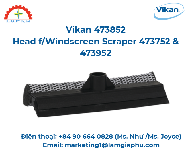 Đầu f/Kính chắn gió, Vikan 473852, 200 mm, Màu đen