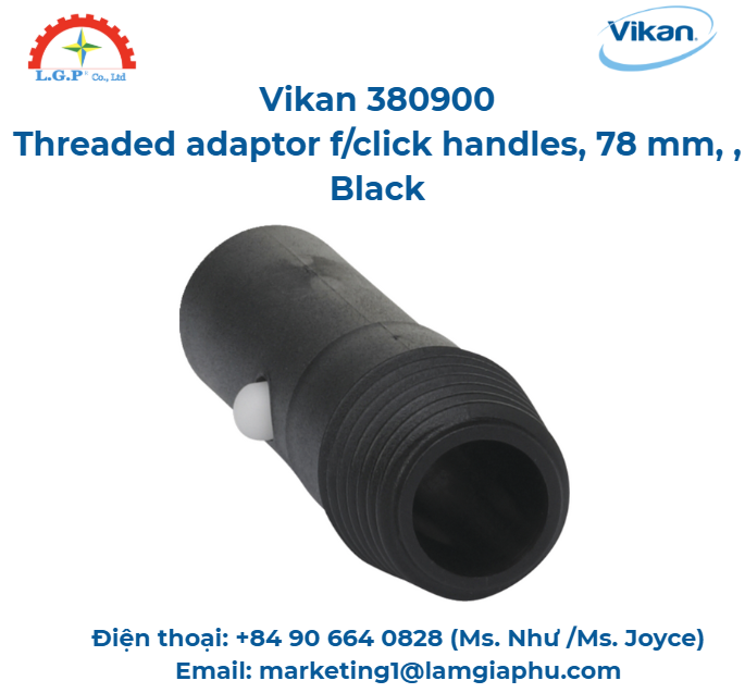 Bộ chuyển đổi ren f, Vikan 380900, 78 mm, , Màu đen 