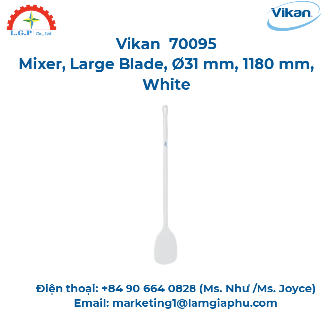 Máy trộn, Vikan 70095, Lưỡi lớn, Ø31 mm, 1180 mm, Trắng