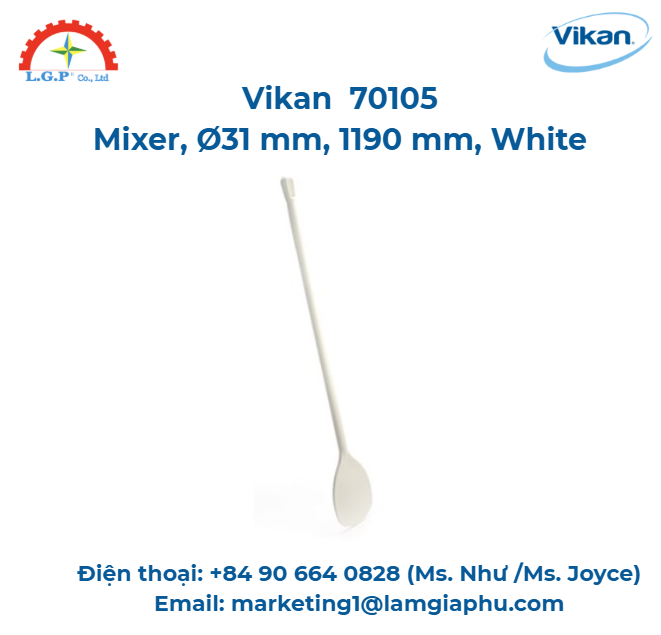Máy trộn, Vikan 70105, Ø31 mm, 1190 mm, Trắng 