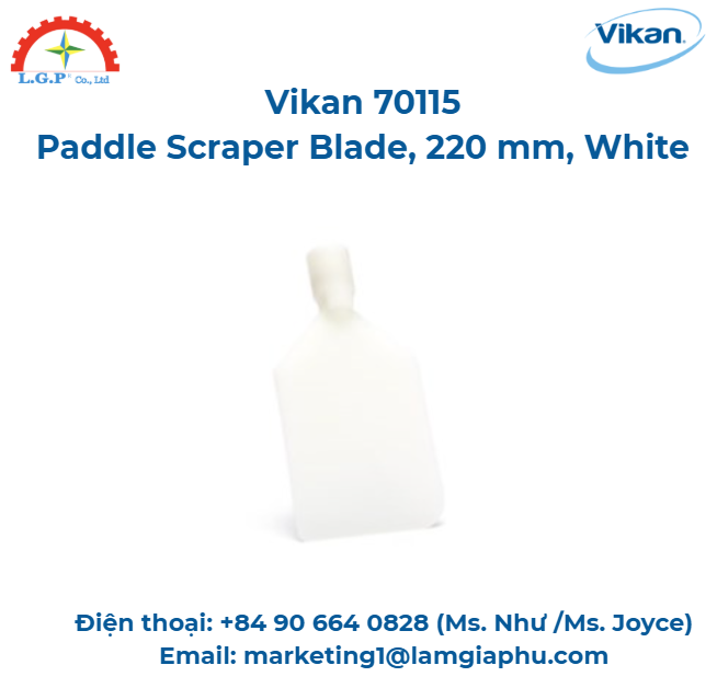 Lưỡi cạp mái chèo, Vikan 70115, 220 mm, Trắng